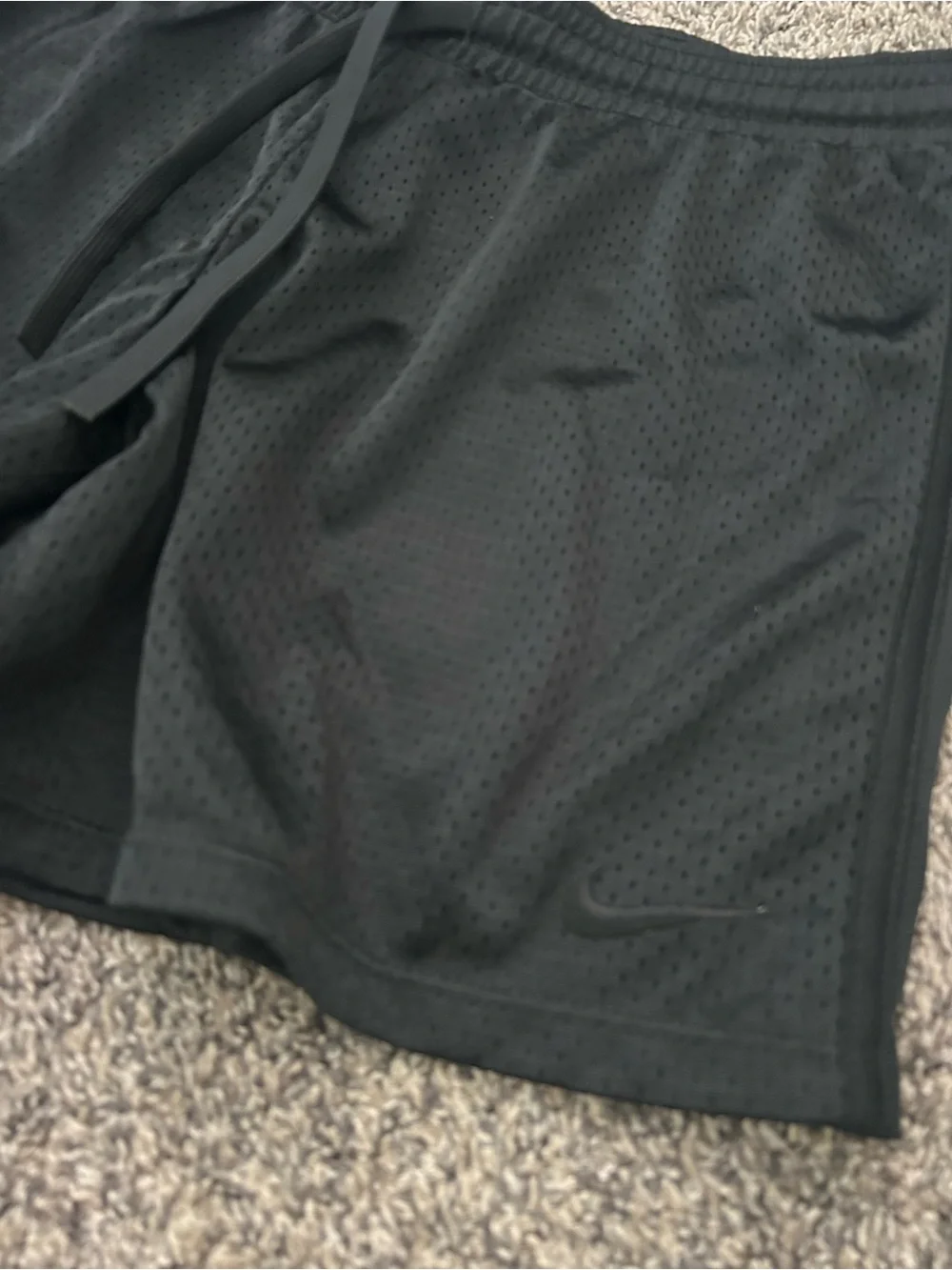 Nike Women's Black Mesh Drawstring Athletic Shorts